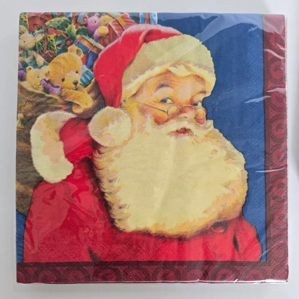 NEW Vintage 36 Luncheon Dinner Napkins Santa‎ Sealed NOS 13 x 13 Made in USA NIP